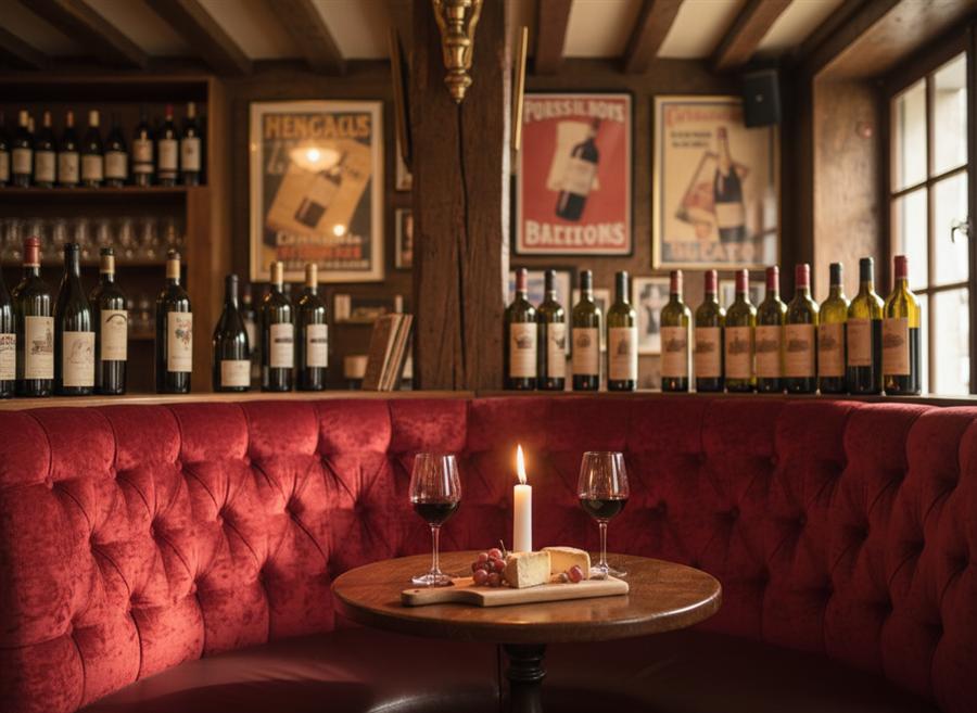 Une banquette chaleureuse avec planchette et bougie